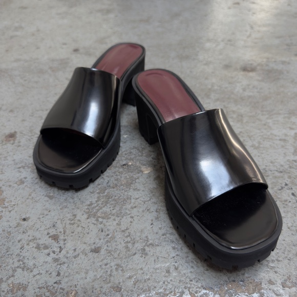 STAUD Amber Chunky Platform Block Heel Leather Slide Sandals 10 / 40 NEW - Picture 2 of 6